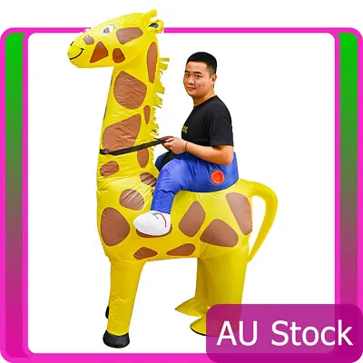 Adult Inflatable Giraffe Costume Halloween Yellow Carry Ride On Me Zoo Party • $66.99