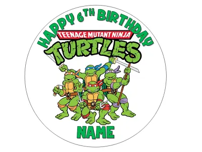 £4.79 • Buy Teenage Mutant Ninja Turtles PERSONALISED Edible Round Cake Topper  Icing