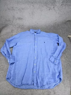 Polo Ralph Lauren Linen Shirt Mens Xlt Xl Tall Light Blue Long Sleeve • $29.99