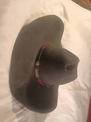 Justin XX Milano Hat Co 100% Wool Black Western Cowboy Hat Headwear 56 Sz 7 • $15