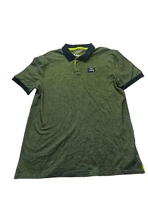 Aston Martin Racing Shirt Mens 2XL Blue Short Sleeve Polo Cotton Green • $24.99