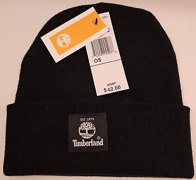 Timberland MEN Cuffed STRETCH Beanie KNIT Hat Adult One Size Black HAT NEW $42 • $14.95