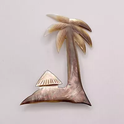 Vintage Palm Tree Mother Of Pearl Brooch Pin Tiki Hut Beach Tropical Beautiful • $9.99