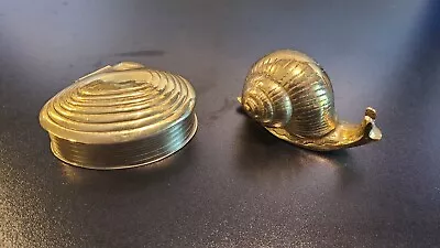 Vintage Brass Snail Paperweight Figurine And Brass Oyster Case • $19