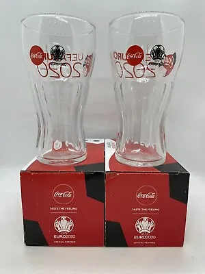 2 X Euro 2020 COCA COLA  Football Glasses New & Boxed Memorabilia Collector Set • £5.89