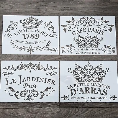 £14.99 • Buy X4 Furniture Upcylcing A4 French Art & Craft Washable Reusable Painting Stencils