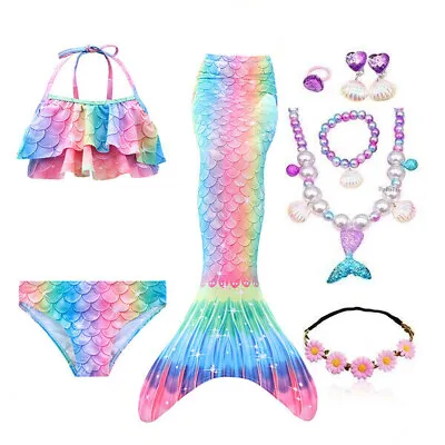 Baby Girl Mermaid Tail Swimsuit Swimming Pool Halloween Bikini Sets • £12.52