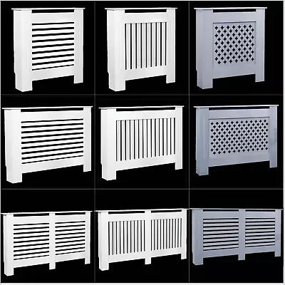 White Radiator Cover Cabinet Small Large Modern MDF Slat Wood Grill Furniture • £65.99