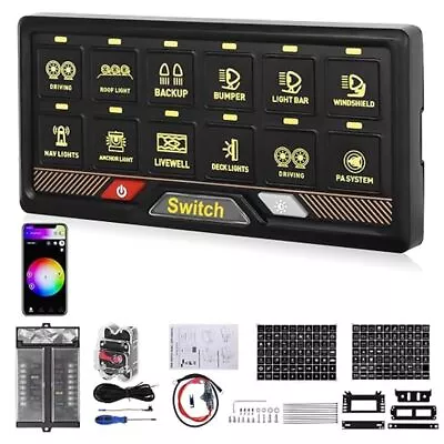RGB 12 Gang Switch Panel Dimmable LED Light Bar Relay System Marine • $99.99