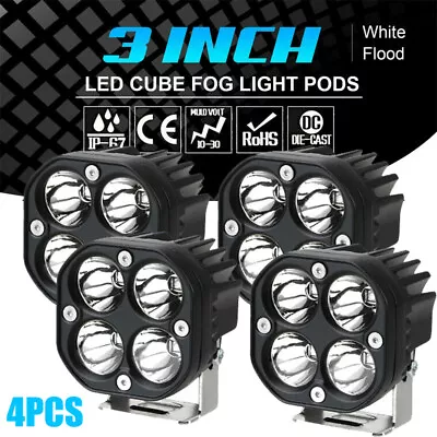 4PC 3 Inch LED Work Light 12V 24V Spot Flood Reverse Lamp Offroad Car Truck Boat • $49.99