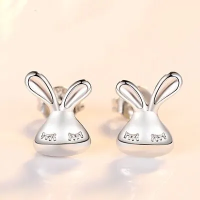 £2.99 • Buy Fashion Cute Rabbit Stud Earrings 925 Sterling Silver Women Girls Jewellery Gift