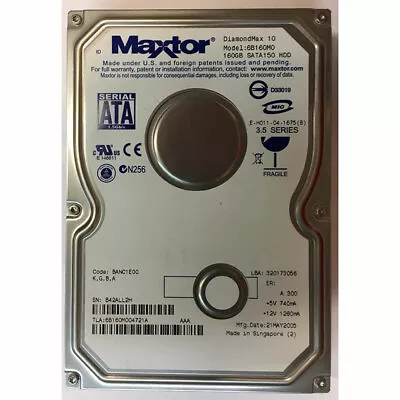 6B160M0 - Maxtor 160GB 7200 RPM SATA 3.5  HDD • £26.48