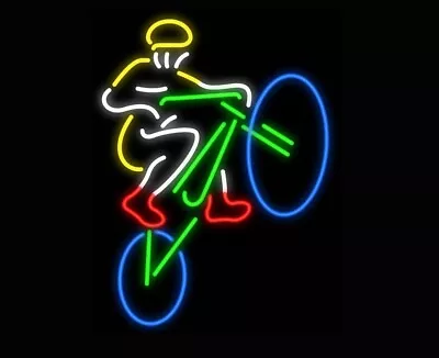 Mountain Bike Biker Neon Sign 20 X16  Lamp Light Real Glass Lighting Artwork • $133.08