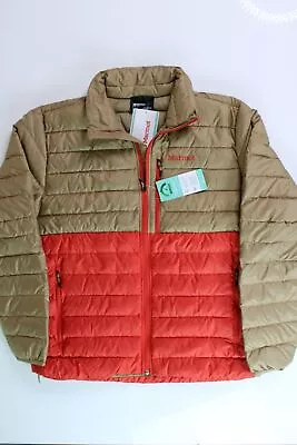 Marmot Men's HIghlander Down Puffer Jacket Large Shetland Tan / Cairo Orange • $125.39