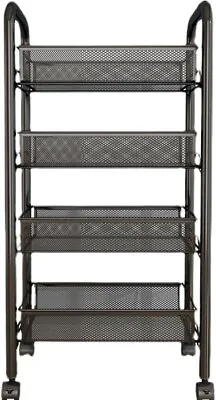 4 Tier Metal Storage Rack/Shelving Wire Black Shelf Kitchen/Office/Garage Unit • £22.99