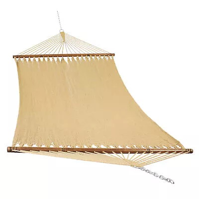 2-Person Polyester Rope Hammock With Spreader Bars - Tan By Sunnydaze • $149