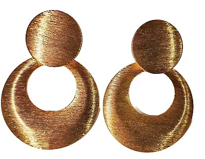 Vintage Gold-tone Hoop Pierced Stud Earrings 3.5  Drop • $11.75