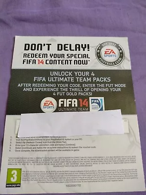 Fifa 14 4 Fifa Ultimate Team Packs DL C (Not Actual Game) Ps3 • £1.50