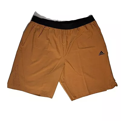 Adidas Mens Size 2XL Climalite Orange Athletic Gym Shorts Pockets XXL 9  Inseam • $16