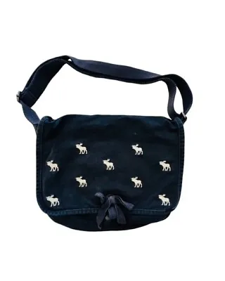 Abercrombie & Fitch Navy Blue Moose Canvas Crossbody Messenger Bag KIDS Casual • $20.18