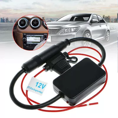 12V Car FM/AM Signal Amplifier Car Radio Signal Booster Din Aerial Antenna • £5.30