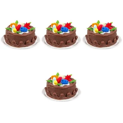  4 Pieces Fake Food Model Artificial Chocolate Cake Mini Cupcakes Vintage • £19.78