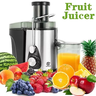 Powerful Juicer Electric Machine Juice Fruit Veg & Citrus Centrifugal Maker 600W • £34.98