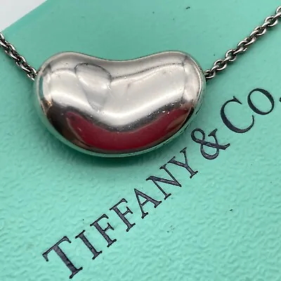 Tiffany & Co. Elsa Peretti Mini Bean Silver 0.7  19mm Pendant Necklace 11.3g W/b • $118