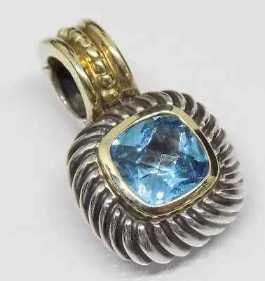 DAVID YURMAN Albion Blue Topaz Sterling Silver 14K Yellow Gold Pendant • $235