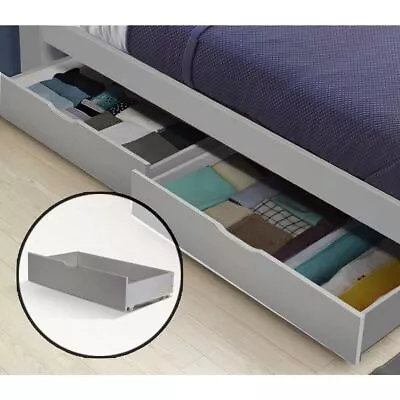 Grey Pine Wood Bed Drawers Wooden Frame Under Bed Storage Drawers Without Bed UK • £46.79