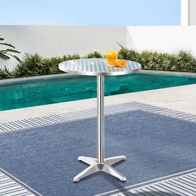 $61.34 • Buy Gardeon Bar Table Outdoor Indoor Furniture Adjustable Aluminium Pub Cafe Round