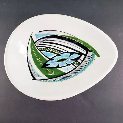 Vintage Atomic Trinket Dish Nut Bowl Bisque Color Handmade Ceramic Signed Teal • $22.50