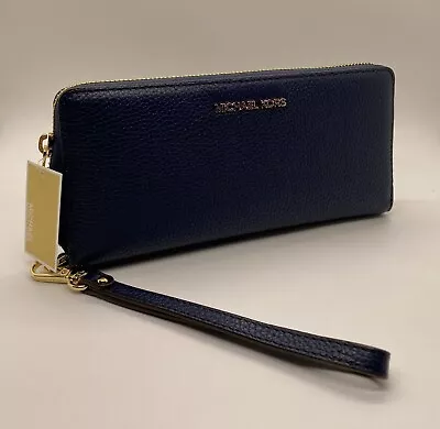 Michael Kors Jet Set Travel Continental Zip Around Wristlet Wallet - Navy • $79.99