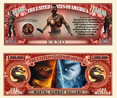 Mortal Kombat Kano Pack Of 50 Collectible Funny Money 1 Million Dollar Bills • $14.95