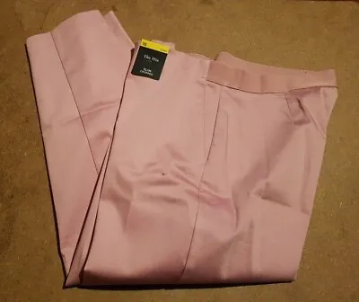New M&S Dusky Rose The Mia Slim Cotton Cropped Trousers Size UK 16 Long • £14.99