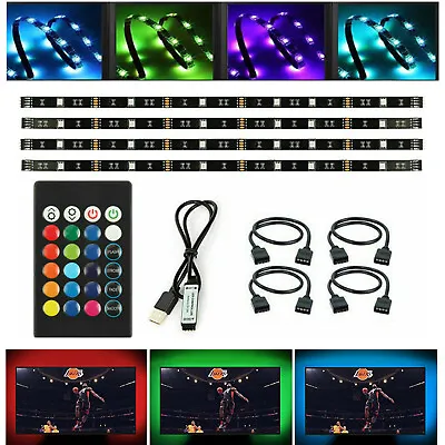 4X LED TV Backlight USB Powered For 24-60 Inch 5050 RGB Strip Light With Remote  • $9.75