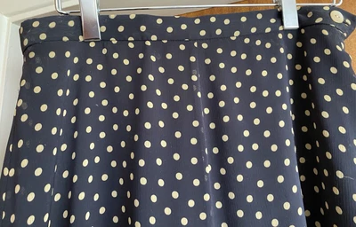 £12.50 • Buy Jaeger Black With Oyster Spots Lined Floaty Long Skirt Size 16