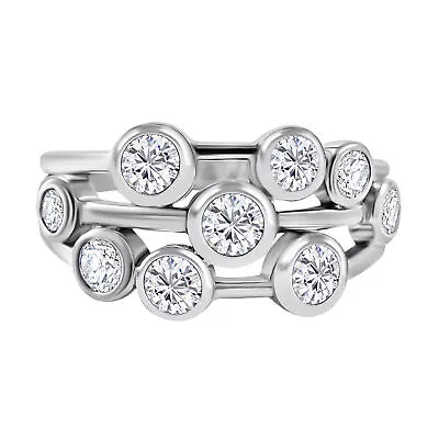 TJC 1.56ct Moissanite Cluster Ring For Women In Silver • £47.99