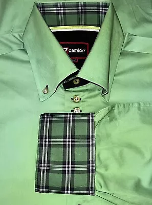 7Camicie Men’s Green Slim Fit Button Down Dress Shirt Size L • $19.99