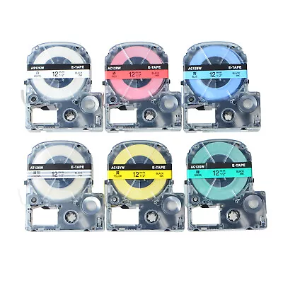 6PK Compatible With EPSON KingJim K-Sun Tape White/Clear/Yellow/Red Label  • $16.19