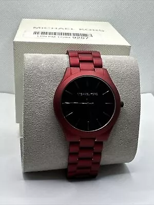 Michael Kors Slim Runway MK8712 Men Red Stainless Steel Analog Dial Watch YAY11 • $59.99