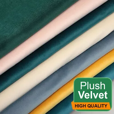 Plain Velvet Fabric Material Quilting Upholstery Cushion Curtain Dress Fabric • £3.95