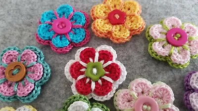 £1.25 • Buy Crochet Double Leaf Flowers Various Colours In Petra Cotton