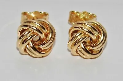 9ct Yellow Gold Celtic Love Knot Ladies Stud Earrings - WHOPPING 3.60grams - GRE • £49.95