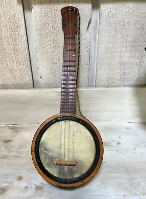 Antique 4 String Banjo Ukulele Banjolele 17 Fret 21  W/7  Dia.  Head - VGC • $99