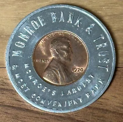 1970 Monroe Bank & Trust Encased Lucky Penny Cent - Free Shipping • $12.99