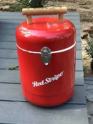 Rare Vintage Red Stripe Beer Metal Cooler Styrofoam Liner Soak It Up Handle • $24.99