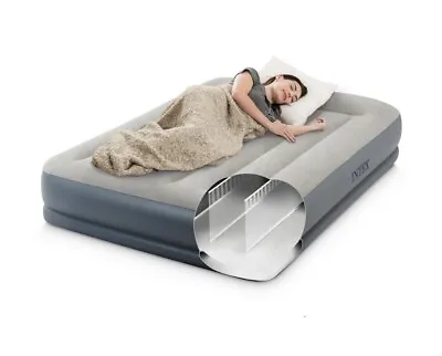 Intex Dura-Beam Pillow Rest Queen Air Bed With Built-In Pump 64118UK • £54.99