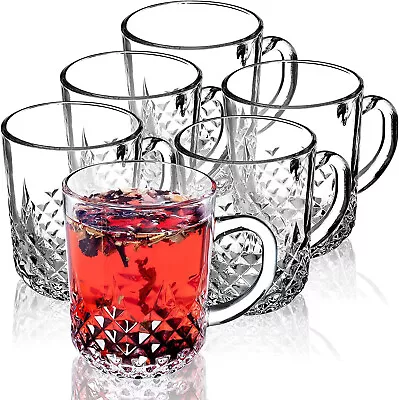 240ml Coffee CONCORD Mugs Clear 6Pcs Glass Latte Tea Cups Cappuccino Hot Drink • £12.94