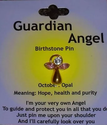 £3 • Buy Birthstone Pin Brooch Guardian Angel October Opal Birthday Gift